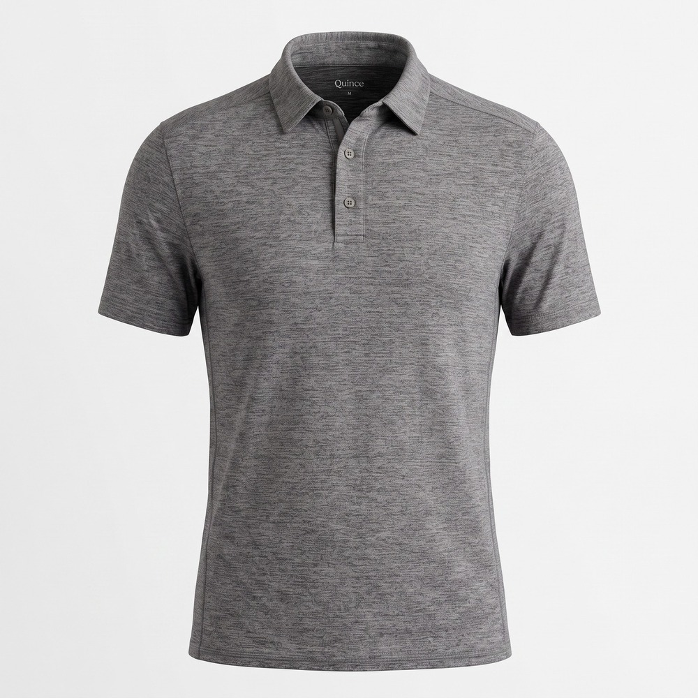 Quince Flowknit Breeze Performance Polo Mens M Charcoal‎ Gray Short Sleeve Golf